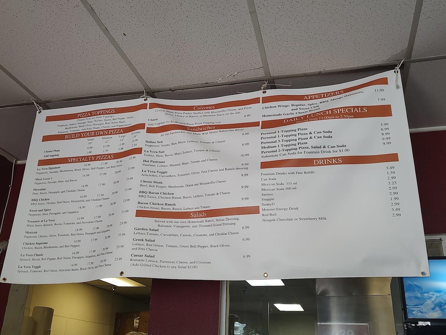 La Vera Pizzeria Menu